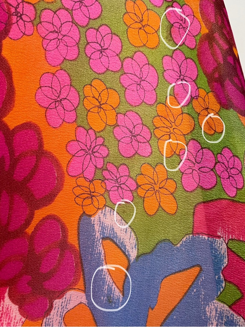 Vintage 60s flower power psychedelic A-Line sweep dress size S/M chiffon halter - Picture 12 of 16